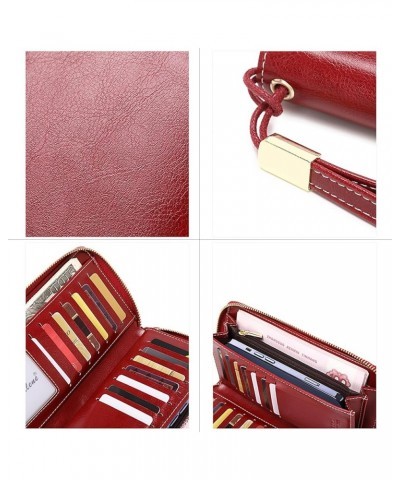 Womens Wallet RFID Blocking PU Leather Zip Around Wallet Large Capacity Long Purse Credit Card Clutch Wristlet (Pink) Red $9....