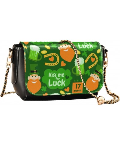 St. Patrick's Day Crossbody Handbag Love Irish Kiss Luck PU Leather Shoulder Bag Sturdy Travel Pouch Compact Chic Bag for Wom...